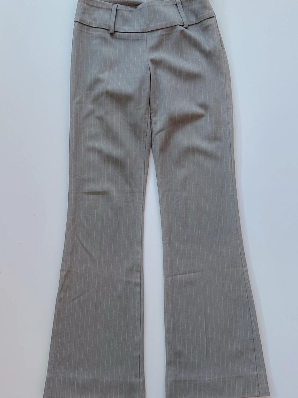 Vintage Women's Low Rise Light Gray Pinstripe Bootcut Pants Flare Trousers